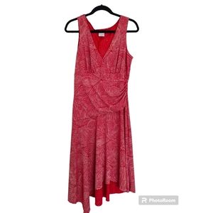 Giorgio Fiorlini Dress Womens Large Sheath Red Dotted Sleeveless Asymmetrical Lg